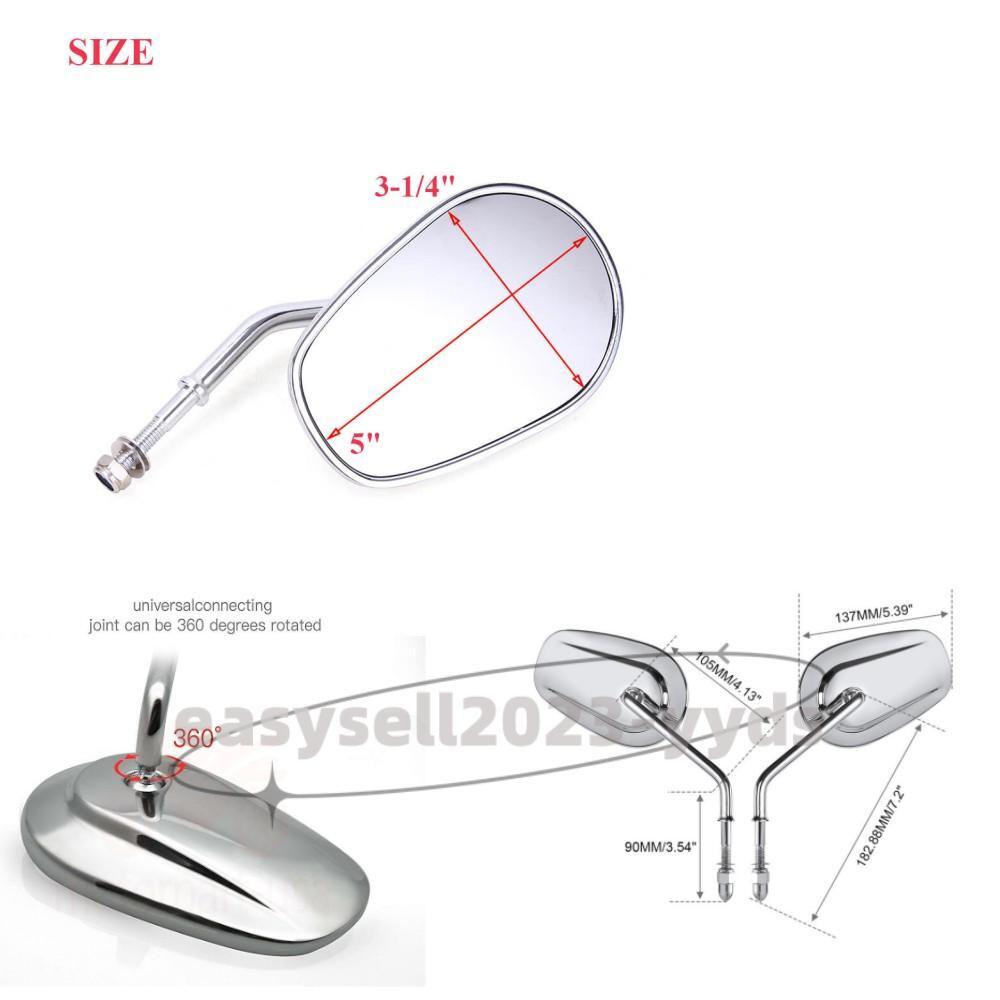 2X Chrome Rear View Mirrors for Harley Davidson Sportster XL 1200 883 FLHT FLHR