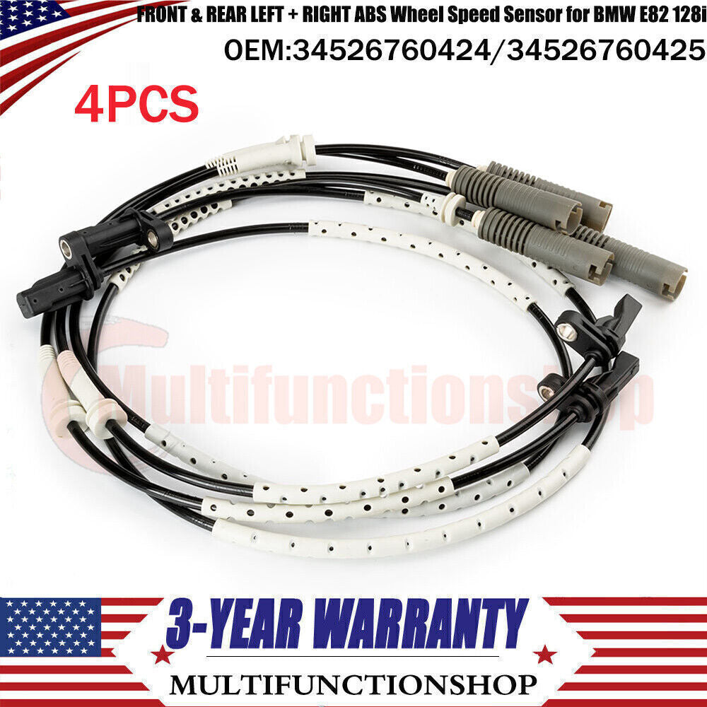 4-piece set of front and rear left + right ABS wheel speed sensors suitable for BMW E82 128i E90 3.0L