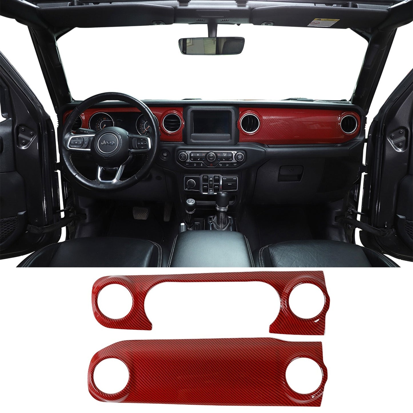 Carbon Fiber Style Console Dashboard Panel Trim for Jeep for Wrangler JL 2018-2024