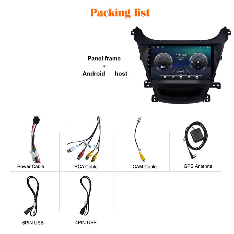 9in Car Radio Android Multimedia GPS Navigaion Stereo Headunit for Elantra 14-16
