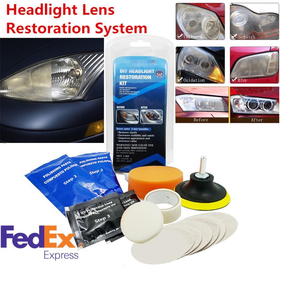 New Removing Car Headlight Lens Haze Scratch Discoloration Restoration Kit US Q