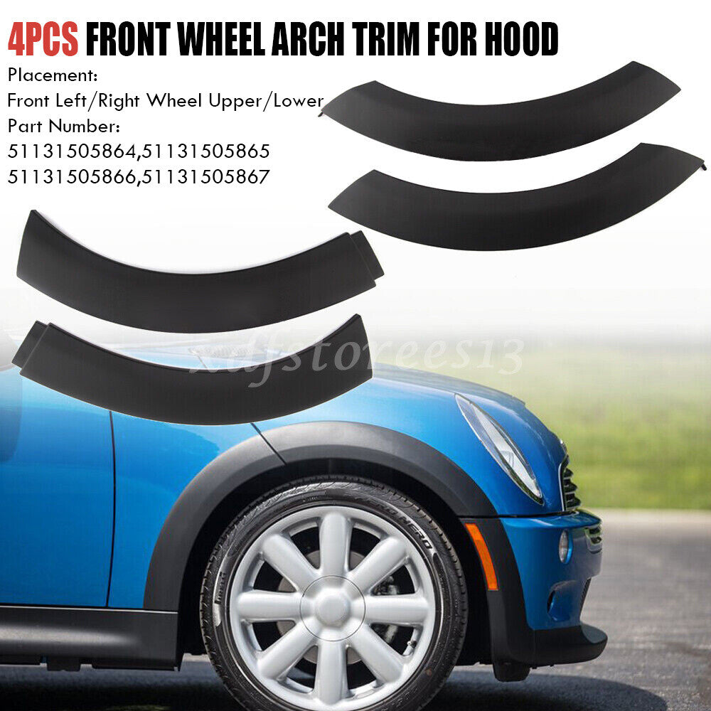 4PCS/Set Front Wheel Arch Fender Flares Hood Trim for Mini Cooper 2002-2008 2005