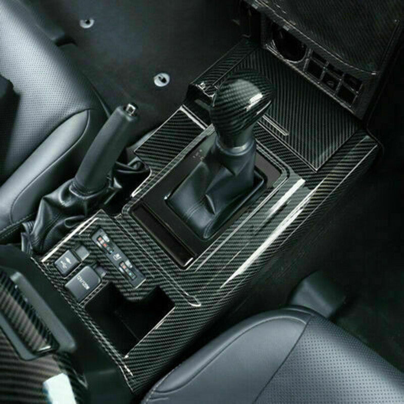 2p Carbon Fiber Look Inner Gear Shift Box Panel Cover for Toyota Prado 2018-2021
