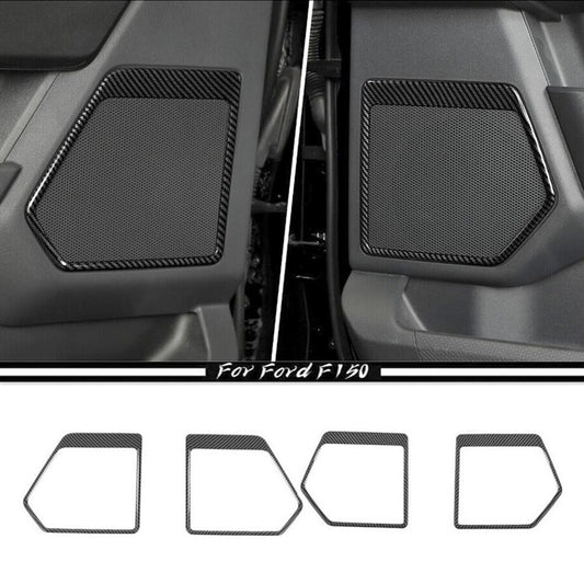 Suitable for 21-23 for Ford F150 F-150 Carbon Fiber Inner Door Speaker Cover Trim Frame 4P