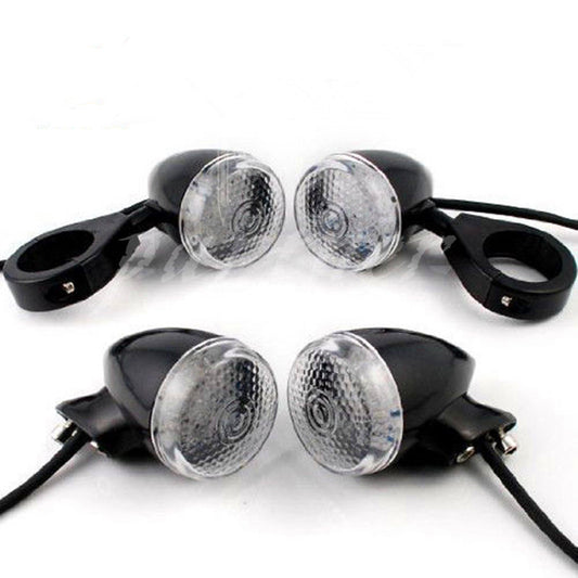 Black 39mm Relocation Fork Clamp Bullet Front Rear Turn Signal Light for Harley Q