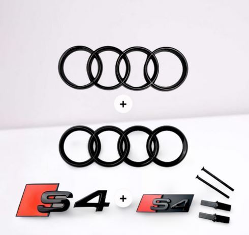 Suitable for Audi S4 Range Hood Rear Badge Ring Front Boot Trunk Badge Sticker Glossy Black