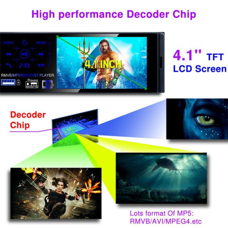 In-car 4.1-inch touchscreen Bluetooth MP5 player, AM/FM radio, RDS+ dynamic track camera - n