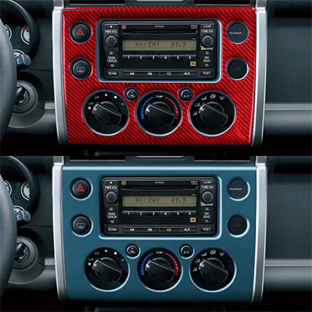 Red Carbon Fiber Center Console Navigation Cover For Toyot@ FJ Cruiser 2007-2021