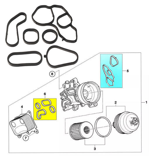 for BMW for Mini 10-16 Gasket Oil Cooler Oil Filter Housing 11428643747 11428643758 Q