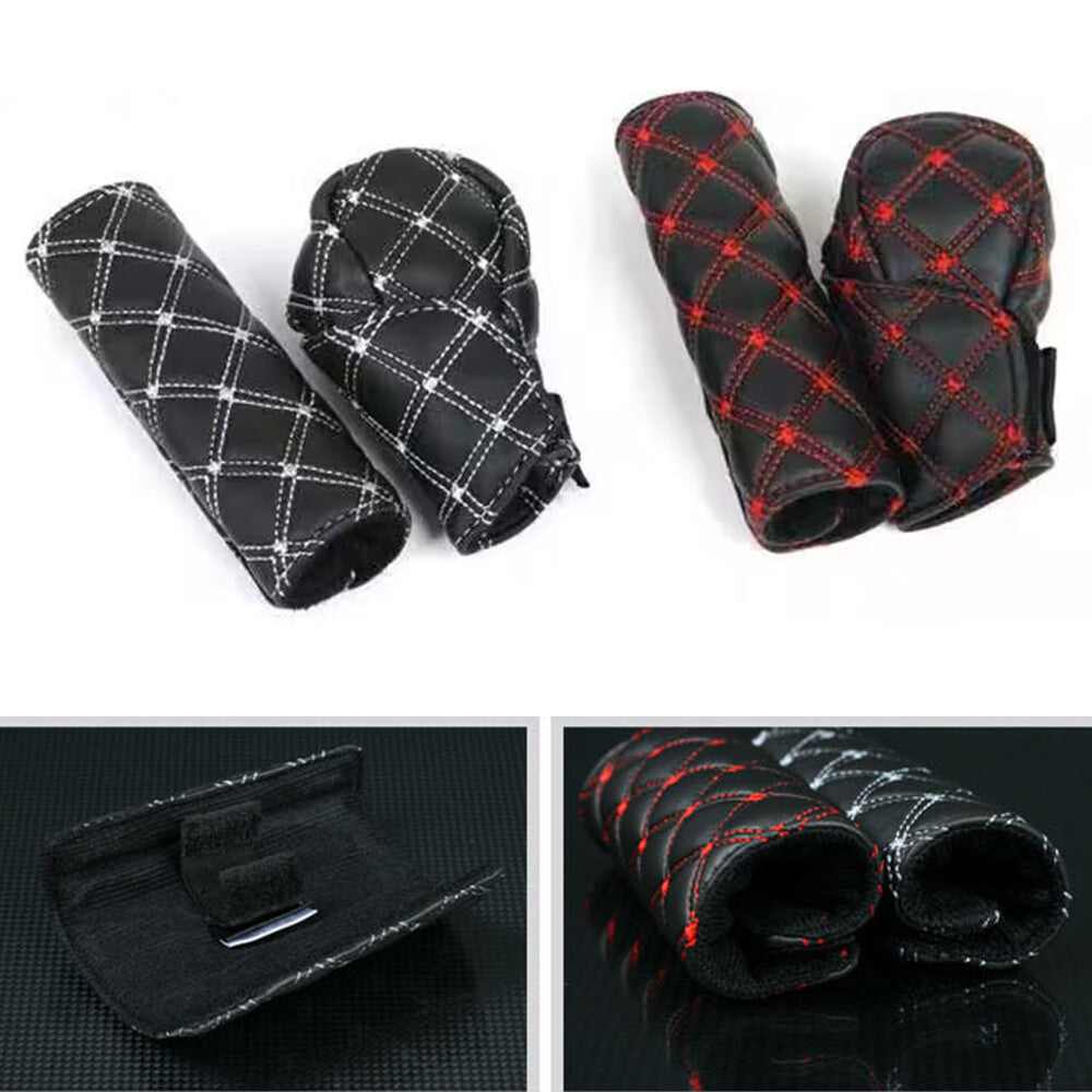 2-Piece Handbrake Cover Protective Film, Artificial Leather Shift Knife Cover Decoration - n