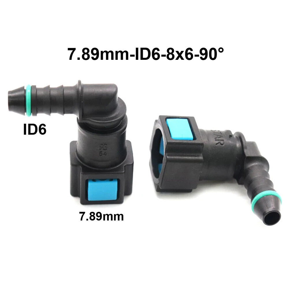 Automotive 2-Piece Fuel Line Hose Quick Release Female Connector 7.89 mm ID6 8x6 90¡ã Q
