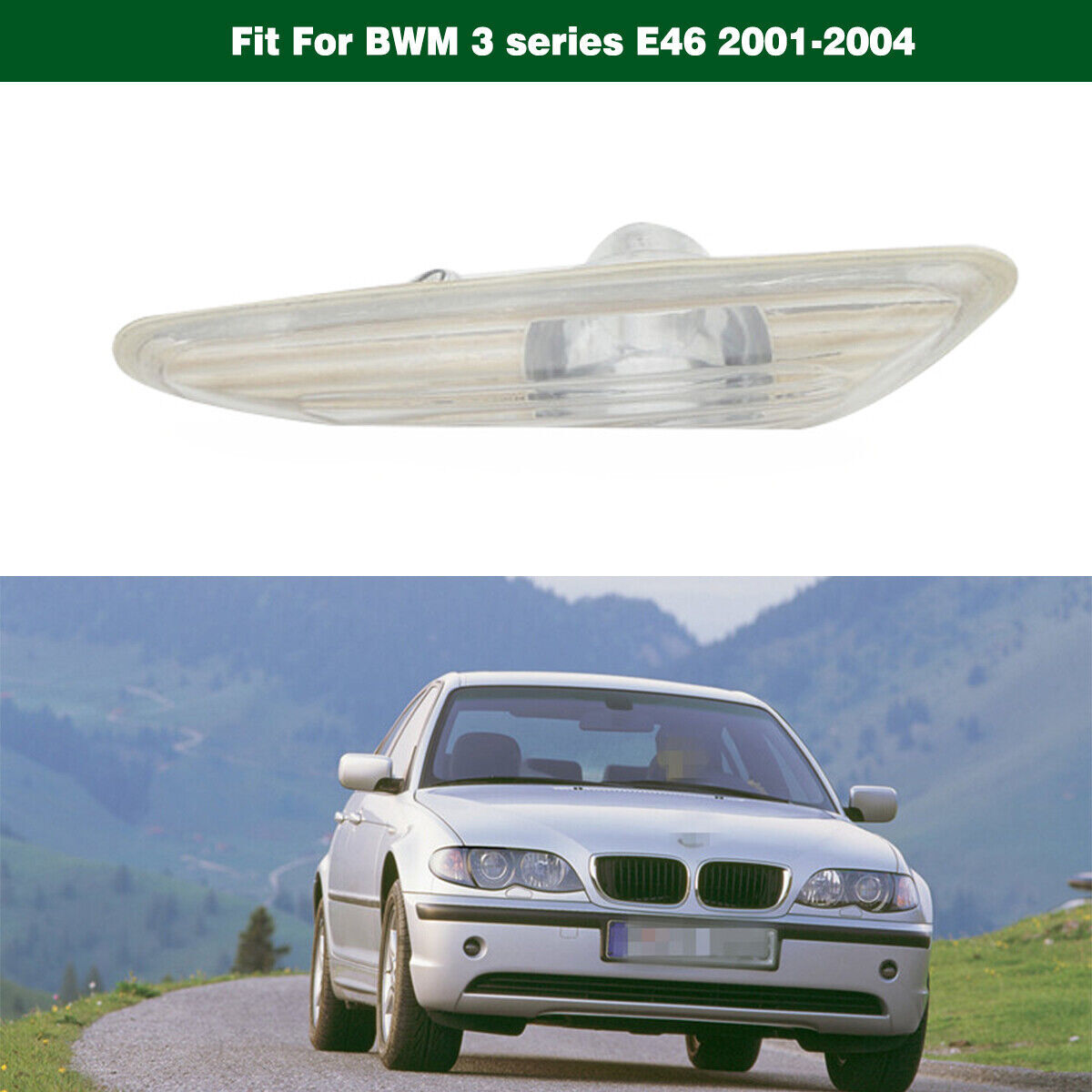 White Fender Side Marker Lamp Signal Light Left for BMW 3SERIES E46 2001-2004 Q