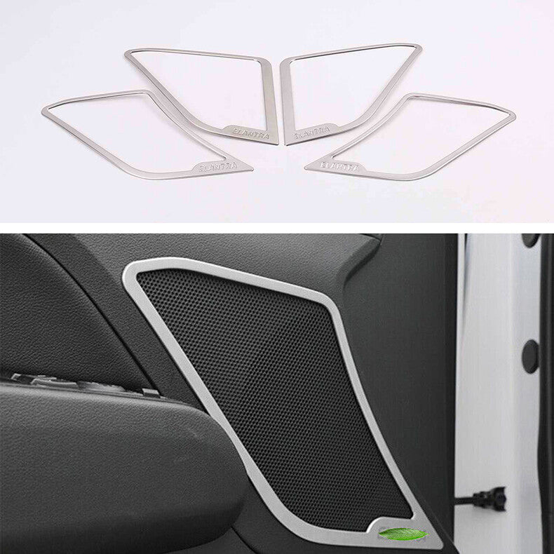 for Hyundai for Elantra 2017-2020 Silver Inner Door Speaker Ring frame Cover Trim 4x