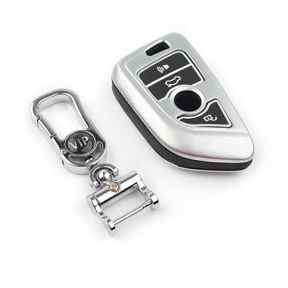 for Smart 4 Button Metal Silver Key Shell Case Cover Fit for BMW X Series X1,X5,X6. Q