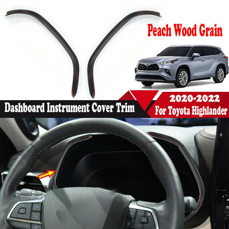Wood Grain Inner Dashboard Instrument Cover Trim for Toyota Highlander 2020-2022