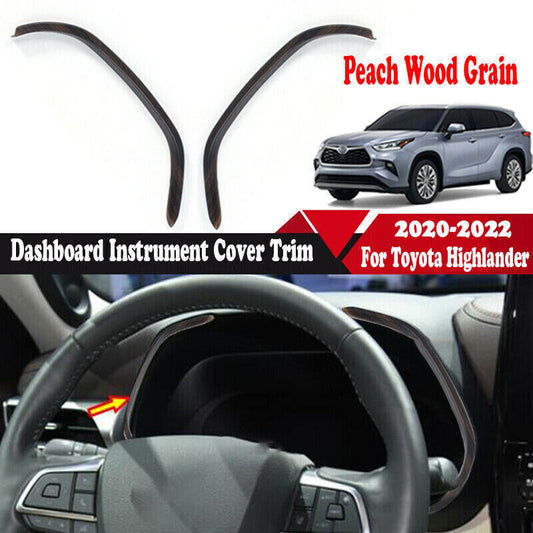 Wood Grain Inner Dashboard Instrument Cover Trim for Toyota Highlander 2020-2022
