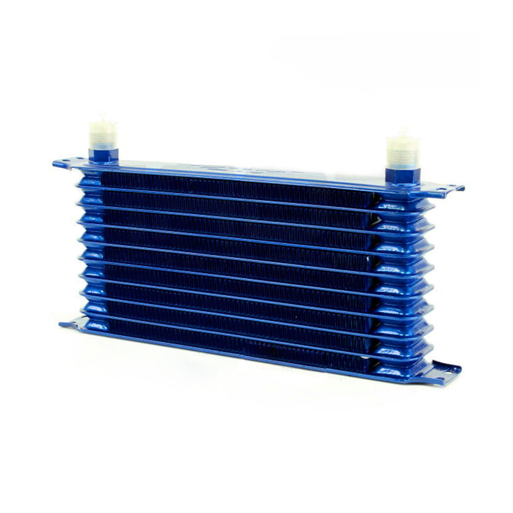 10 Row 10AN Universal Aluminum Engine Oil Cooler Blue with Mounting Bracket Kit New - v