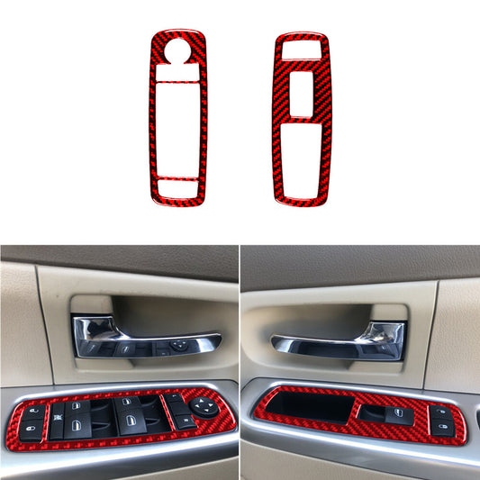 Red Carbon Fiber Front Door Switch Cover Trim for Honda Ridgeline Pilot 2017-20 v