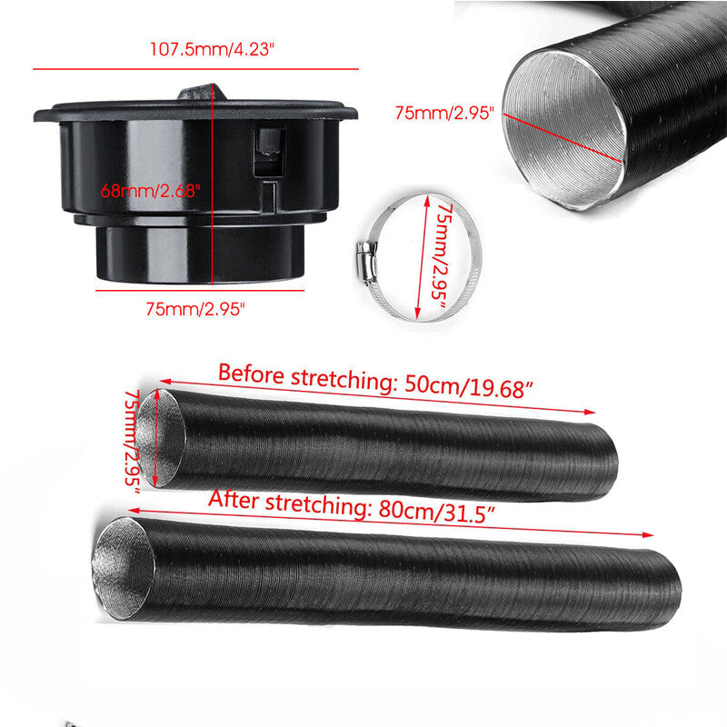 75mm Car Heater Duct Insulation Ventilation Hose Kit for Propex Diesel Heaters - n