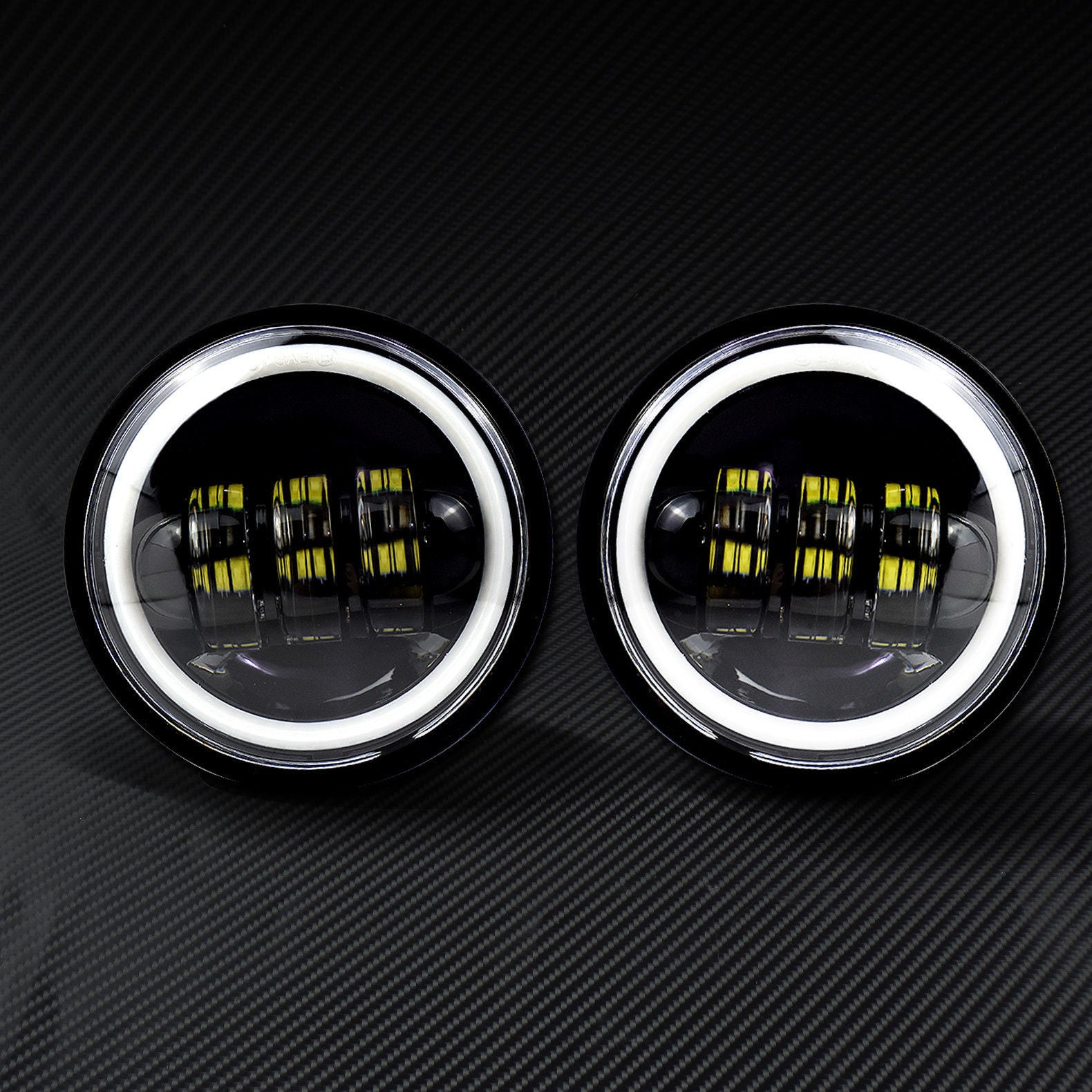 4.5'' 30W LED Fog Auxiliary Spot Light Halo Angle Eyes Fit for Jeep for Wrangler Q