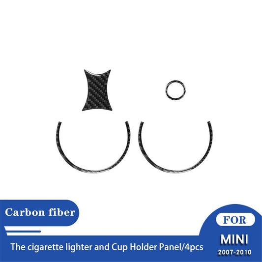 Carbon Fiber Lighter Console Control Cup Holder Trim Cover for MINI Cooper R56. n