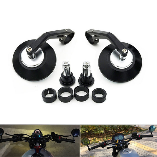 7/8 22mm CNC Handle Bar End Round Rearview Side Mirror For GN/CG125 Cafe Racer Q