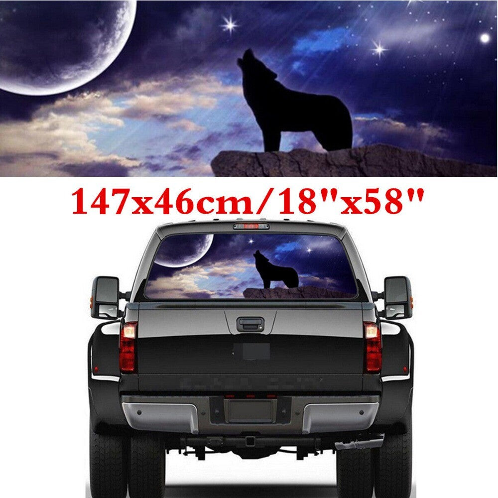 Car Pickup Rear Window Decor Decal Howling Wolf Pattern Sticker Universal Hot n