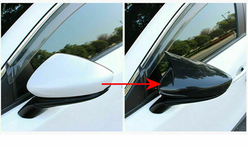 for Mazda 3 Axela 2019-2022 Carbon Fiber OX Horn Rearview Side Mirror Cover Trim