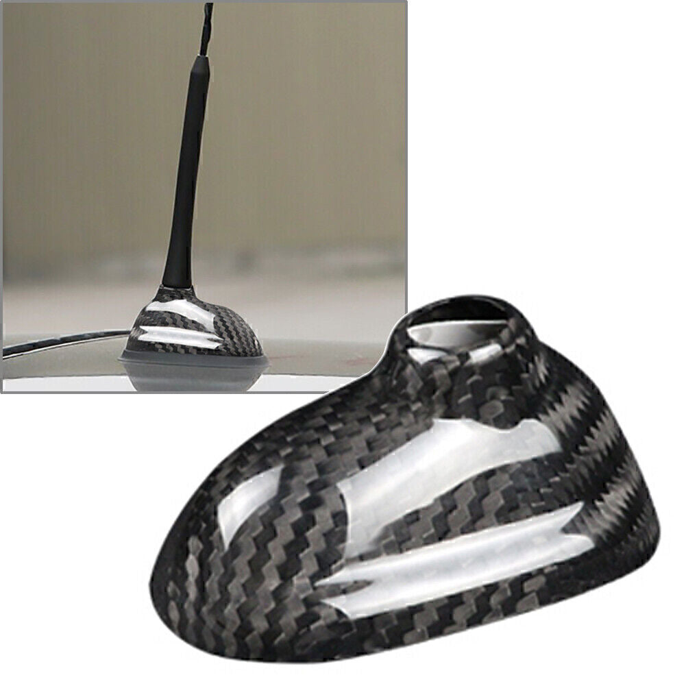 for Mini Cooper R55 R56 Black Carbon Fiber Car Shark Fin Antenna Cover Sticker Q