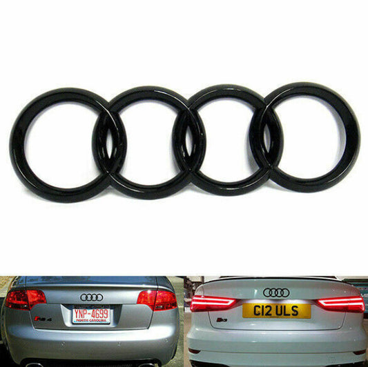 for Audi Rings A3 S3 RS3 Logo Badge Sticker Rear Boot Trunk Badge Gloss Black 2006+