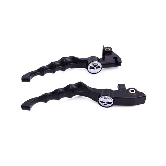 Pair Chrome Skull Brake Clutch Lever for Yamaha V-Star 650 1100 Custom 1999-2009 Q
