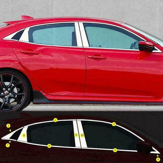 20for Honda for Civic Hatchback 2017-2021 Chrome Car Window Frame Sill Strips Cover