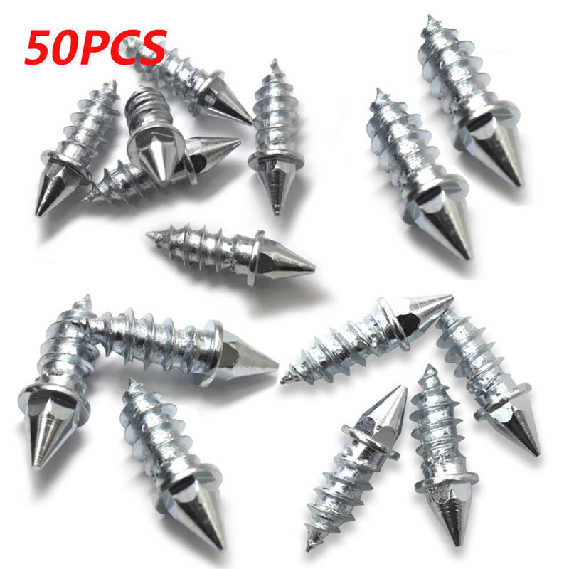50PC Car Alloy Tire Studs Cleats Tyre Anti-Slip Snow Nails Winter Screws Spikes