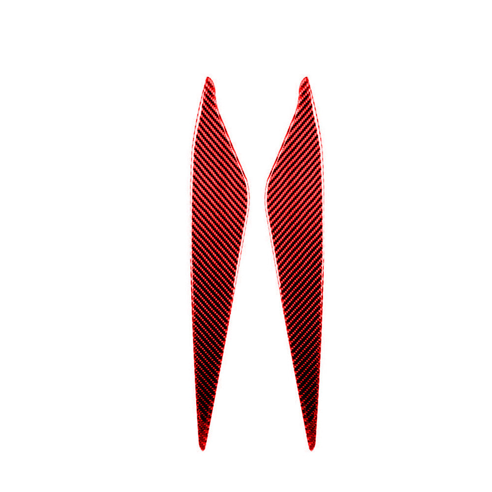 2Pcs Red Carbon Fiber Headlight Eyebrow Cover Trim for Porsche Taycan 2019-2022