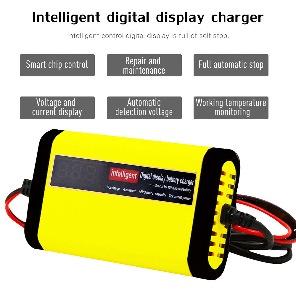 Car Motorcycle Charger 12V 2A Full Automatic 3 Stages Lead Acid AGM GEL S3Q9