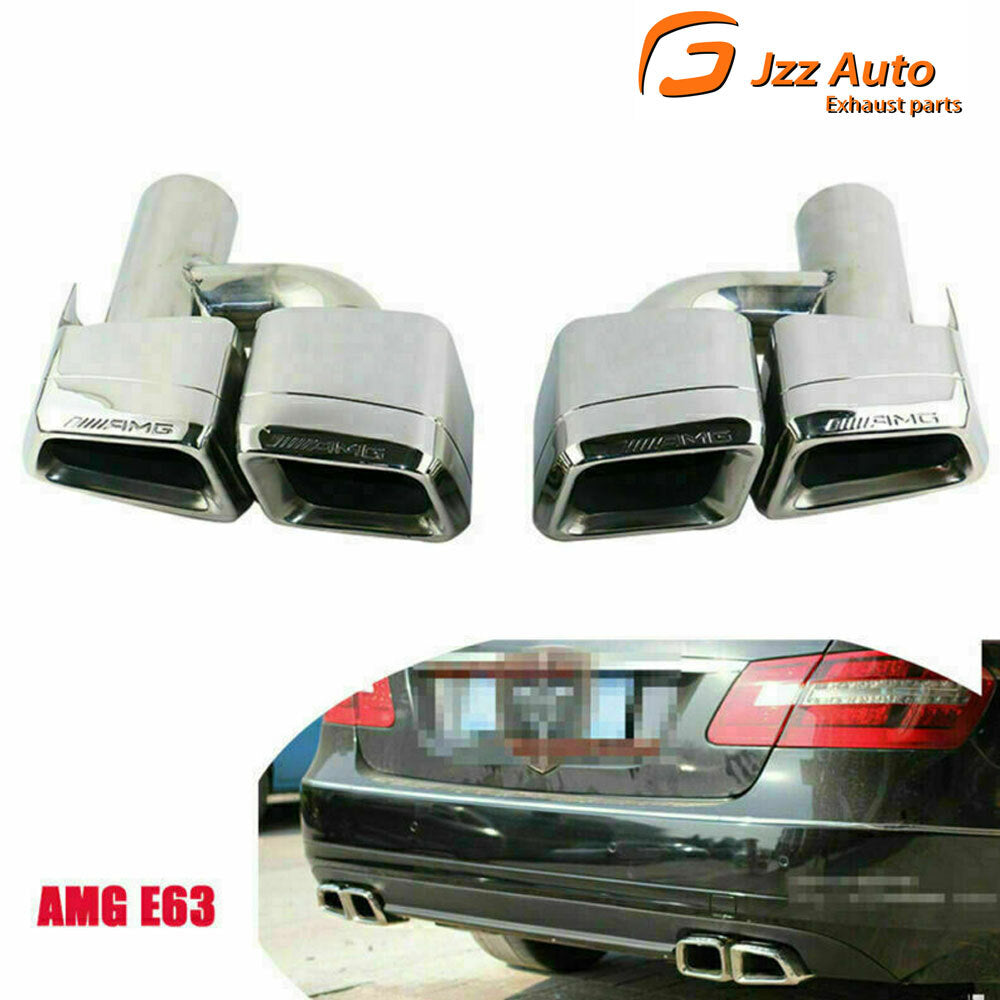 Square Double Slant Tailpipe Tips Exhaust Tips for Mercedes-Benz E63 AMG S.S304