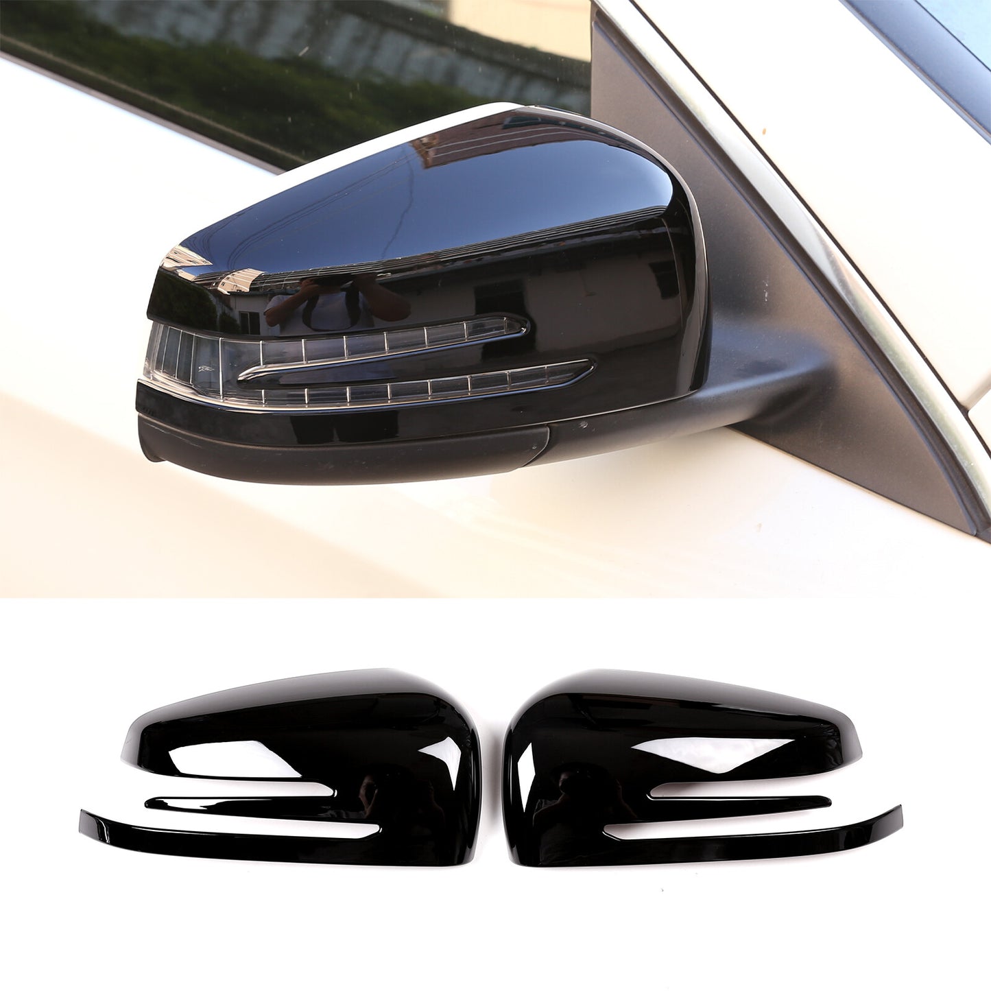 Gloss black side mirror covers for A6, B6, C6, C6, CLA, GLA, GLK-Class. n
