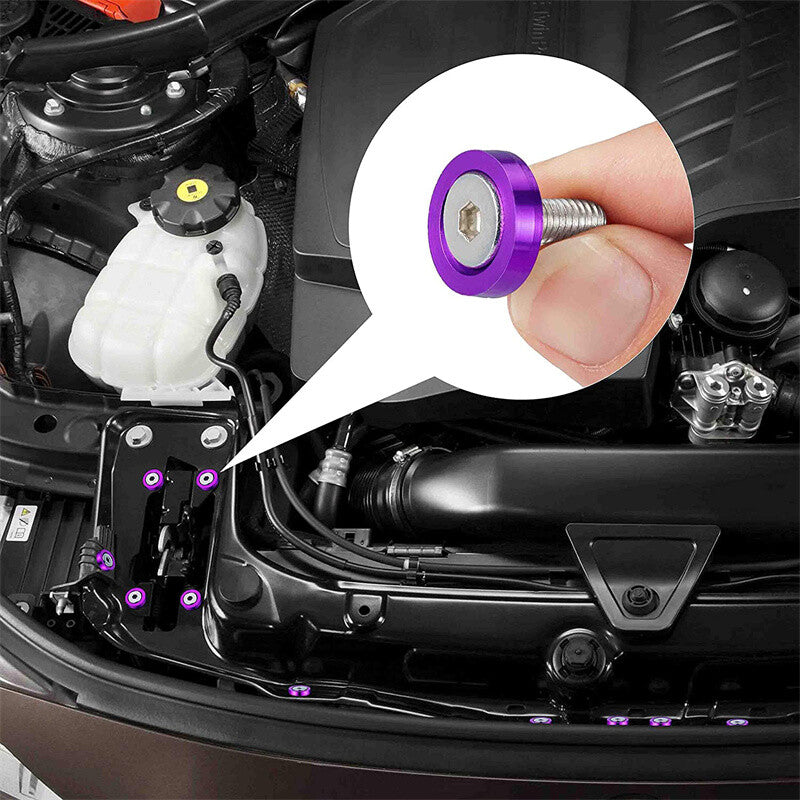 20pcs Purple Aluminum Fender Bumper Washer M6 Bolt Engine Bay Dress Up Kit