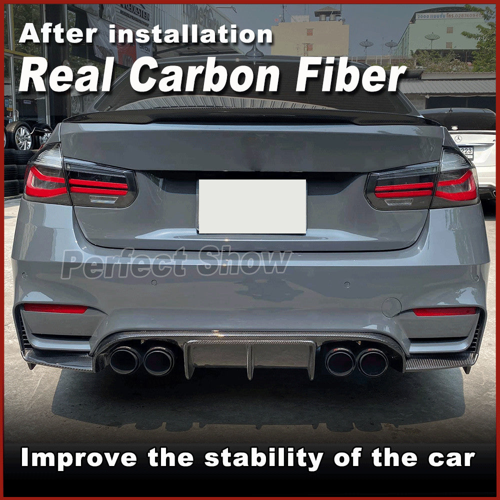 Fit for BMW F80 M3 F82 F83 M4 Real Carbon Fiber Rear Bumper Diffuser Lip Spoiler
