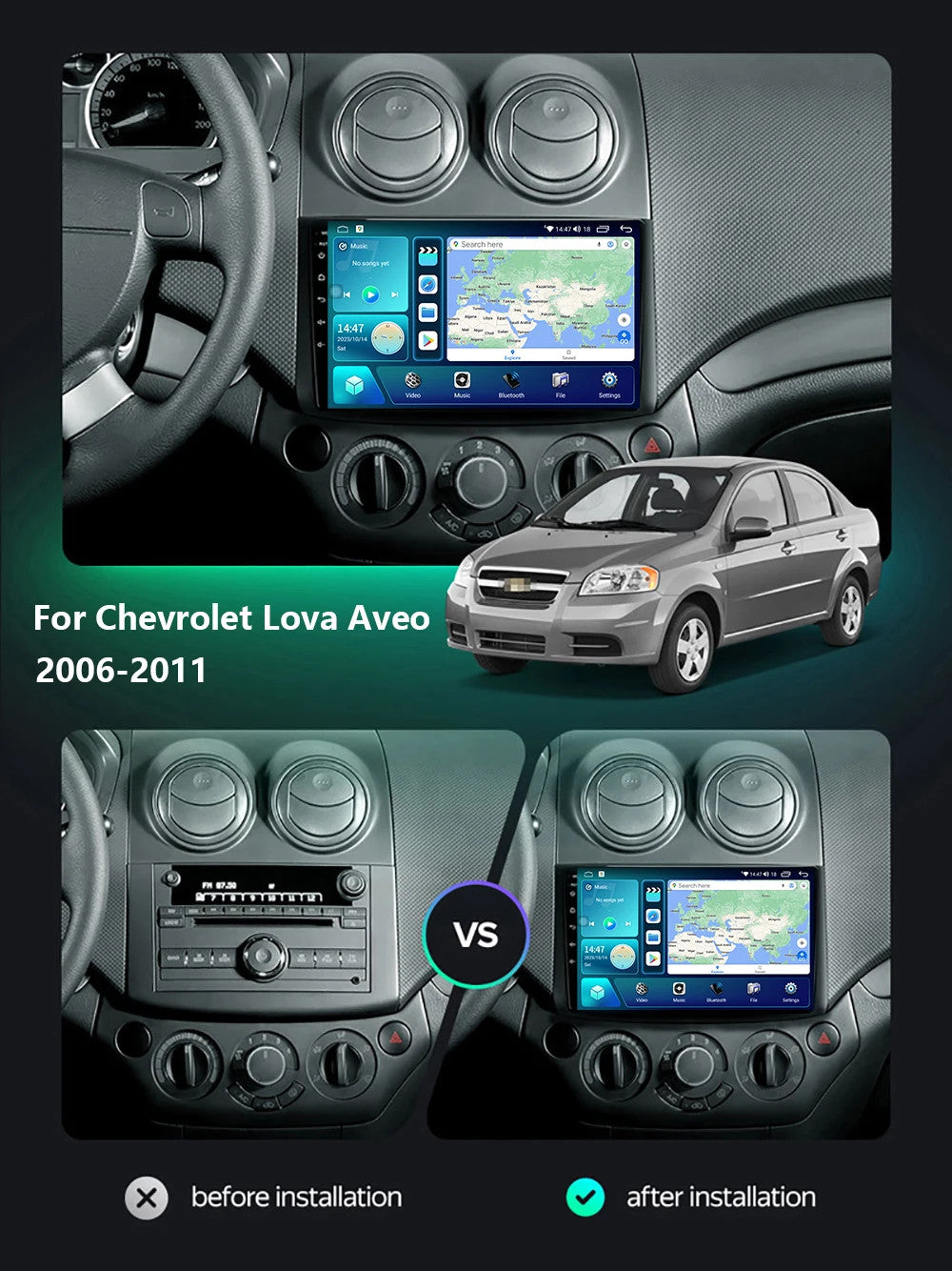 for Chevrolet Lova Captiva Gentra Aveo 2006-2011 Android CarPlay Car Radio GPS