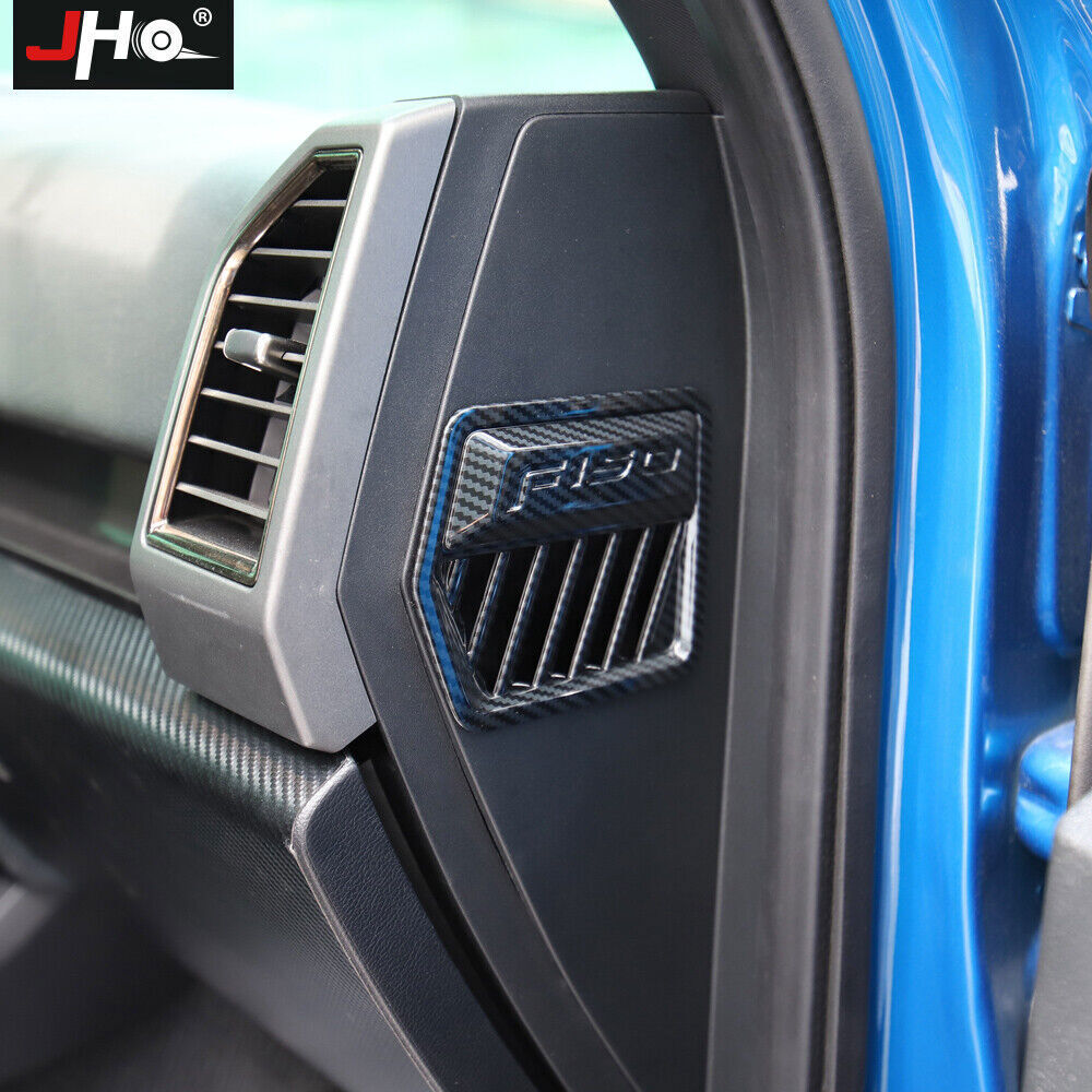 Dashboard Side Air Vent Outlet Panel Trim Cover for Ford F150 2015+ Carbon Fiber