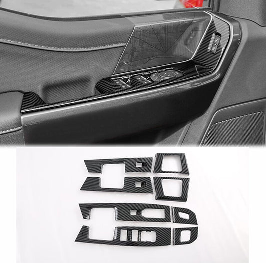 for Ford F150 2021-2023 Carbon Fiber Window Lock Lift Switch Button Panel Trim