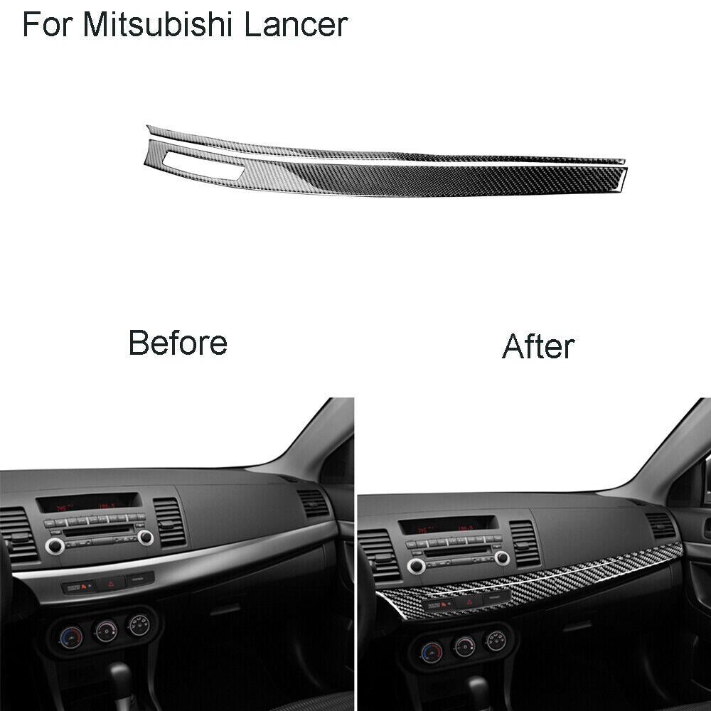 Carbon Fiber Center Dashboard Panel Cover Trims For Lancer 08-2015 n