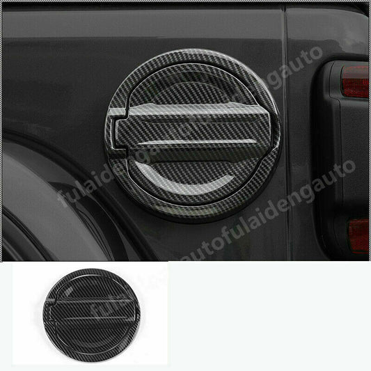 Carbon Fiber Car Fuel Tank Cap Oil Gas Cover Trim for Jeep for Wrangler JL 2018-2021