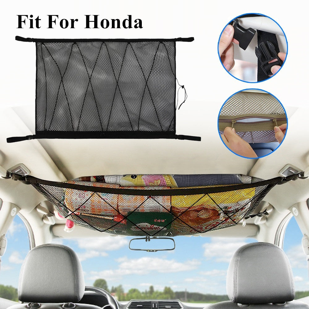 1X for Honda Car Roof Top Ceiling Cargo Net Adjustable Pocket Bag Mesh Organizer Q
