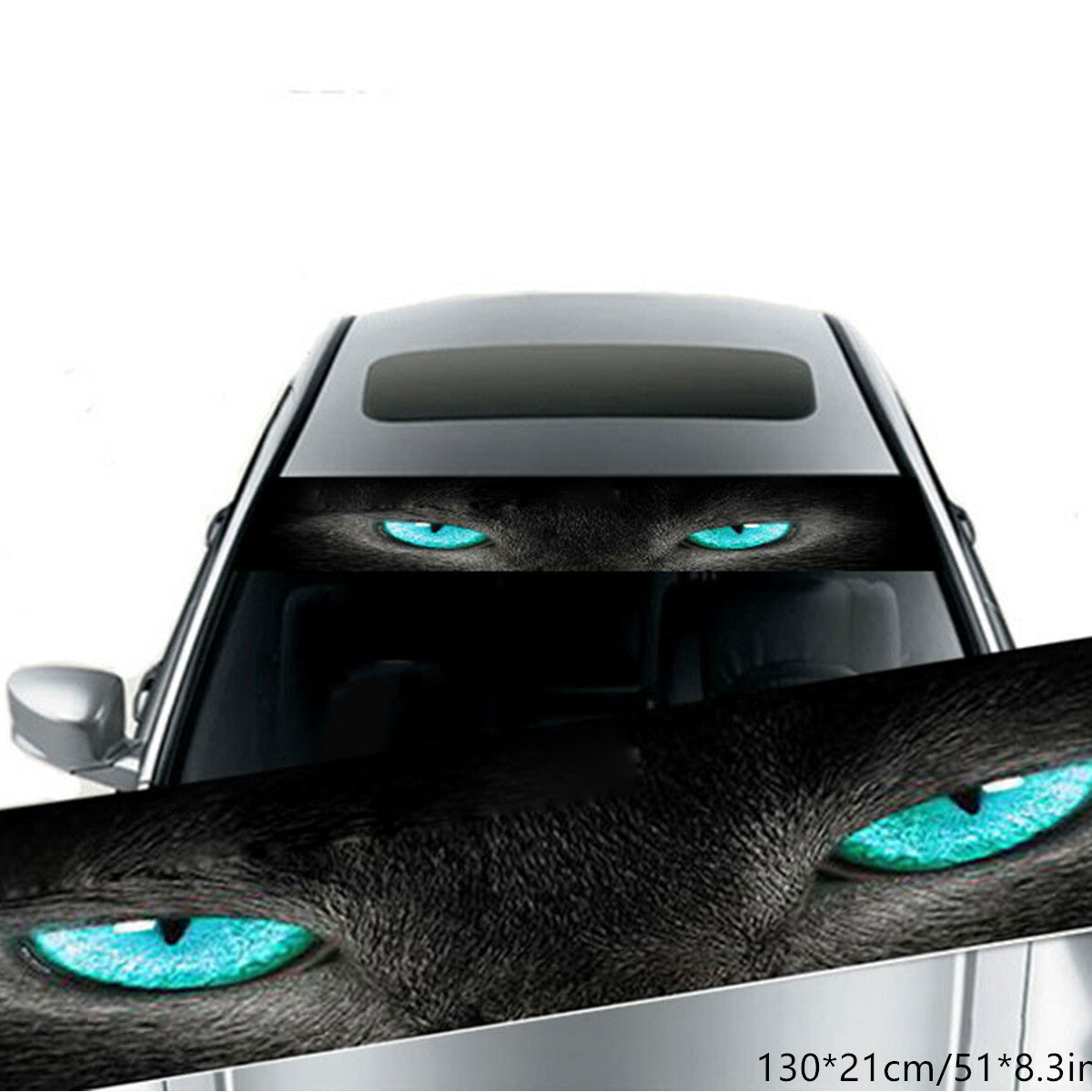 Car Front/Rear Windshield Sticker Sunshade Decal 3D Blue Eyes Shadow Graphics
