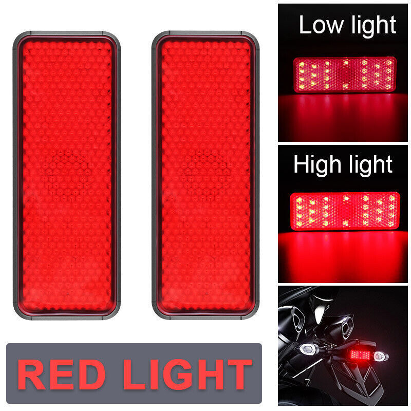 2 Rectangle 24 LED Motorcycle Reflector Stop Tail Brake Turn Signal Light Lamp
