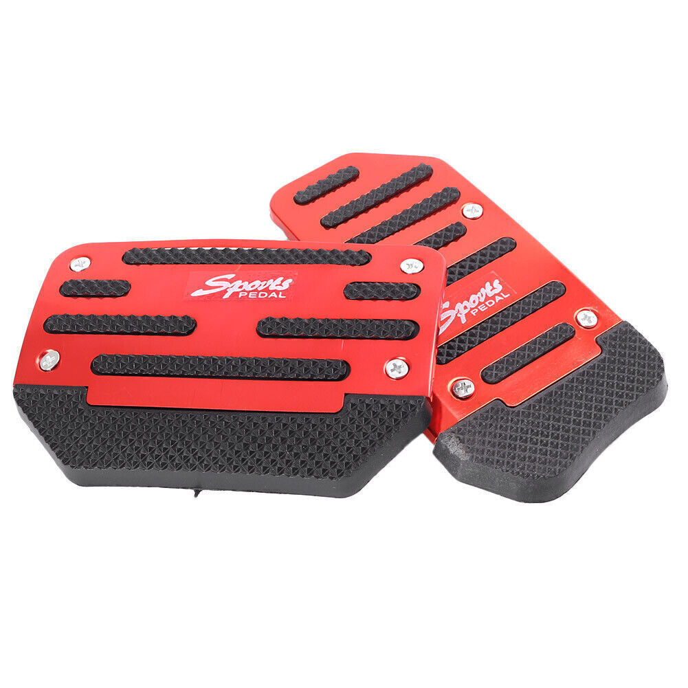 Manual Brake Footrests Sport Foot Pedals Set Aluminum Anti-slip Red Car Red Auto