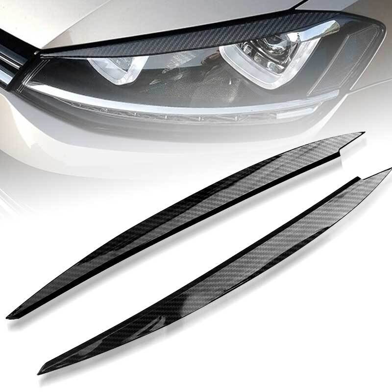 Carbon Fiber Headlight Eyelid Eyebrow Cover Trim for VW for Golf 7 GTD R MK7 2013-18