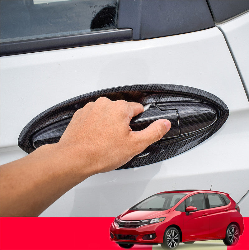 16PCS Carbon fiber Door Handle & Bowl Cover Trims For 2014-2020 for Honda FIT Jazz v